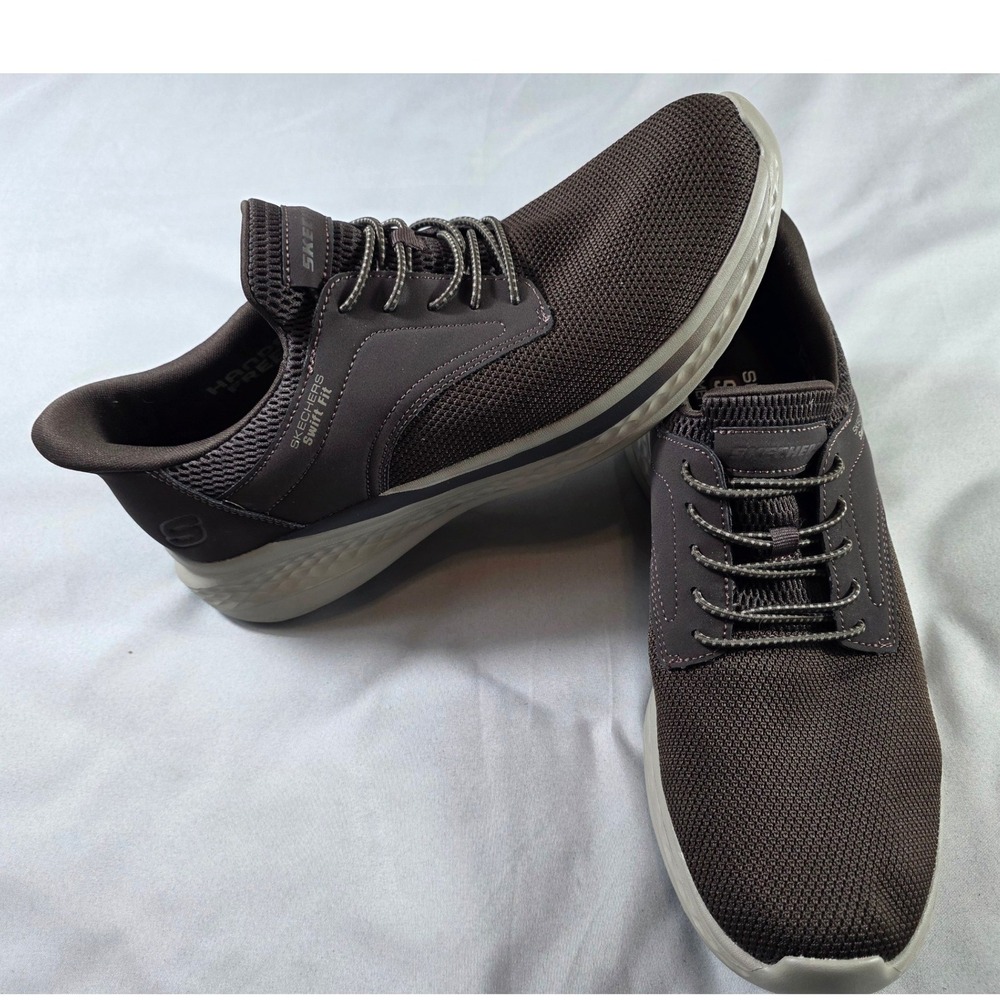 Skechers Swift Fit Hands Free Slip-ins Men 11 Brown Sneaker EUC